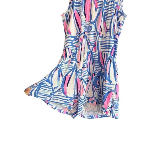 Lilly Pulitzer Aleene Kids Girls Blue Pink Sailboat Sleeveless Romper Size Large - Picture 6 of 7